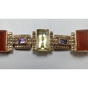 Vintage Nicki Butler Multi Stone Gold Tone Bracelet